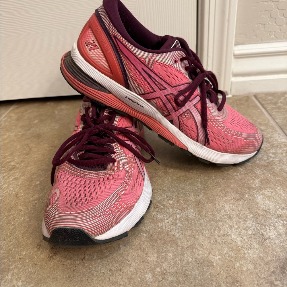 ASICS Pink and Burgundy Women's Running Shoes